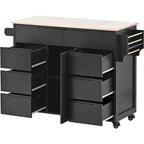 Black / Blue / White Rolling Kitchen Cart with 8 Drawers, 1-Person Use