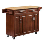Rolling Kitchen Cart with 2 Drawers – Brown / Chocolate, 1-Person Use