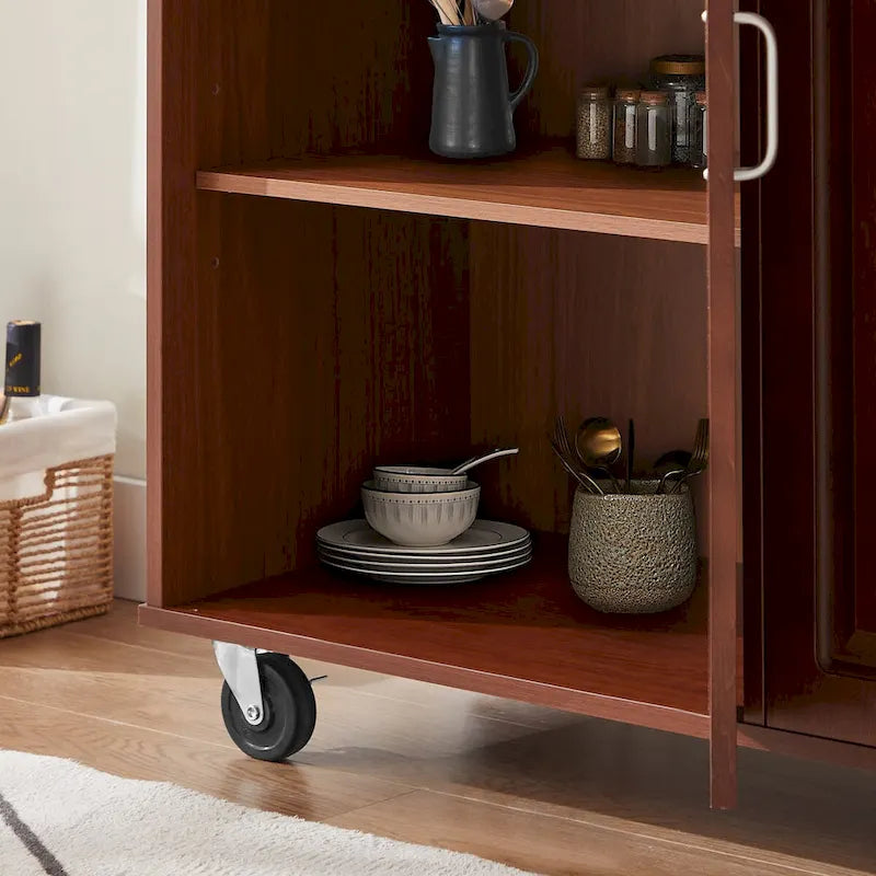 Rolling Kitchen Cart with 2 Drawers – Brown / Chocolate, 1-Person Use