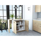 White 2-Shelf 1-Drawer Kitchen Island for 1