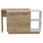 White 2-Shelf 1-Drawer Kitchen Island for 1