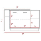 White 2-Shelf 1-Drawer Kitchen Island for 1