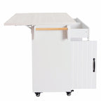 White / Gray / Walnut Brown Kitchen Island with Tilt-Out Trash Cabinet