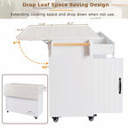 White / Gray / Walnut Brown Kitchen Island with Tilt-Out Trash Cabinet