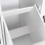 White / Gray / Walnut Brown Kitchen Island with Tilt-Out Trash Cabinet