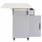 White / Gray / Walnut Brown Kitchen Island with Tilt-Out Trash Cabinet