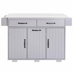 White / Gray / Walnut Brown Kitchen Island with Tilt-Out Trash Cabinet