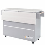 White / Gray / Walnut Brown Kitchen Island with Tilt-Out Trash Cabinet