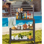 Grey Aluminum Outdoor Kitchen Island with Storage, Single Station