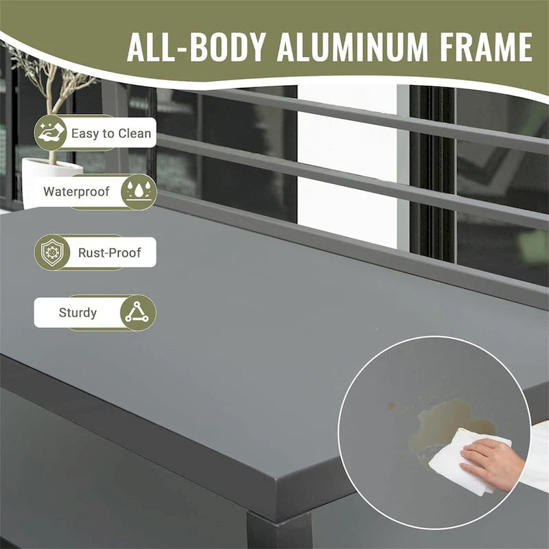 Grey Aluminum Outdoor Kitchen Island with Storage, Single Station