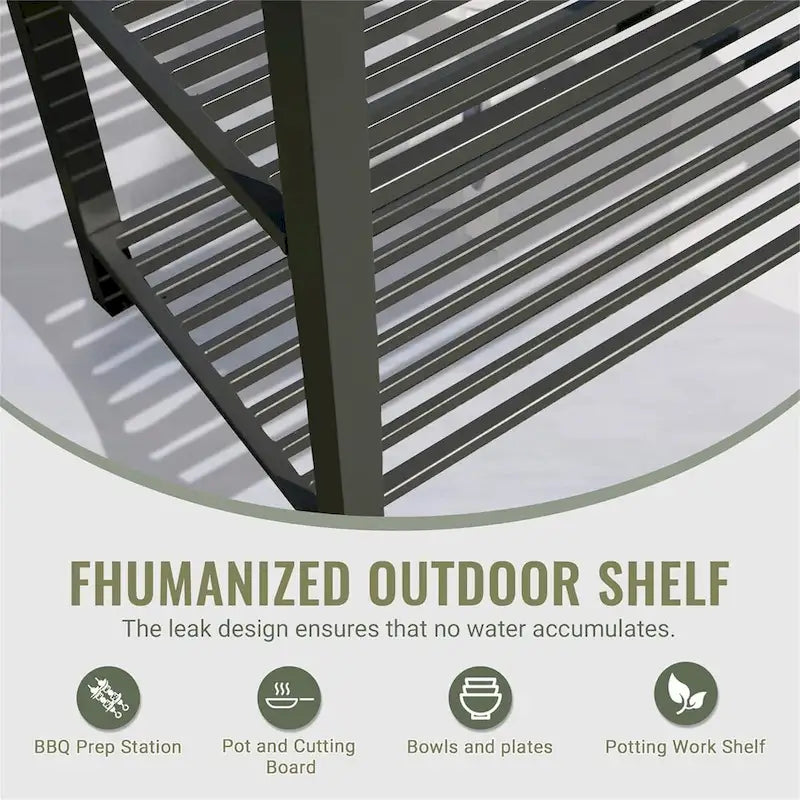 Grey Aluminum Outdoor Kitchen Island with Storage, Single Station