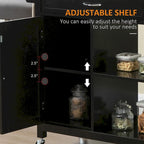 Black Kitchen Island Cart on Wheels, 1-Person