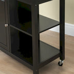 Black Kitchen Island Cart on Wheels, 1-Person