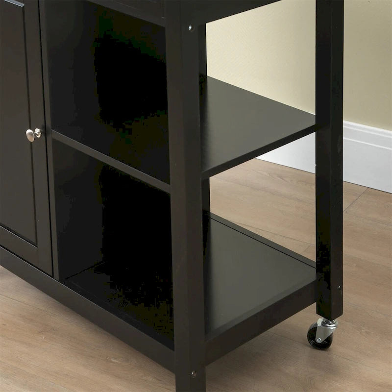 Black Kitchen Island Cart on Wheels, 1-Person