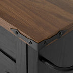 Black Farmhouse Kitchen Island Cart with Drop Leaf & Power Outlet, 53.5"