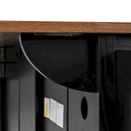 Black Farmhouse Kitchen Island Cart with Drop Leaf & Power Outlet, 53.5"