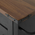 53.5" Farmhouse Kitchen Island with Drop Leaf, Drawer & Power Outlet – Black/White, 1-Person Use