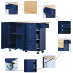 White / Blue / Blue Grey / Black Rolling Kitchen Island with Drop Leaf, Locking Wheels & Storage Cabinet