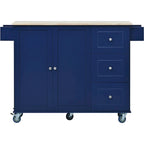 White / Blue / Blue Grey / Black Rolling Kitchen Island with Drop Leaf, Locking Wheels & Storage Cabinet