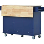 White / Blue / Blue Grey / Black Rolling Kitchen Island with Drop Leaf, Locking Wheels & Storage Cabinet