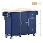 White / Blue / Blue Grey / Black Rolling Kitchen Island with Drop Leaf, Locking Wheels & Storage Cabinet