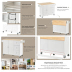 White / Blue / Blue Grey / Black Rolling Kitchen Island with Drop Leaf, Locking Wheels & Storage Cabinet