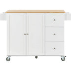 White / Blue / Blue Grey / Black Rolling Kitchen Island with Drop Leaf, Locking Wheels & Storage Cabinet