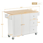 White / Blue / Blue Grey / Black Rolling Kitchen Island with Drop Leaf, Locking Wheels & Storage Cabinet