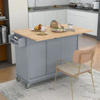 White / Blue / Blue Grey / Black Rolling Kitchen Island with Drop Leaf, Locking Wheels & Storage Cabinet