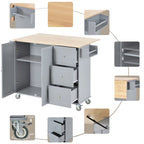 White / Blue / Blue Grey / Black Rolling Kitchen Island with Drop Leaf, Locking Wheels & Storage Cabinet