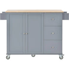 White / Blue / Blue Grey / Black Rolling Kitchen Island with Drop Leaf, Locking Wheels & Storage Cabinet