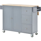 White / Blue / Blue Grey / Black Rolling Kitchen Island with Drop Leaf, Locking Wheels & Storage Cabinet