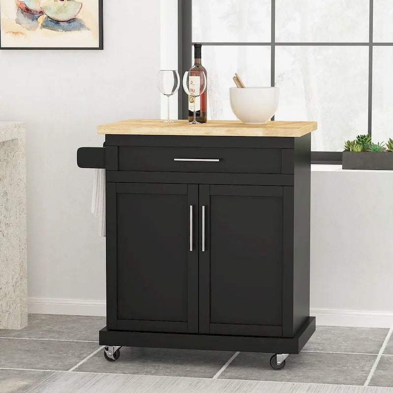 White / Black / Grey Modern Rolling Kitchen Cart with Storage