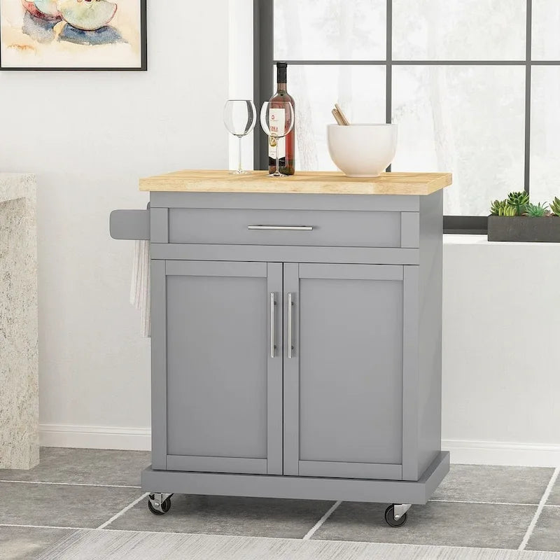 White / Black / Grey Modern Rolling Kitchen Cart with Storage