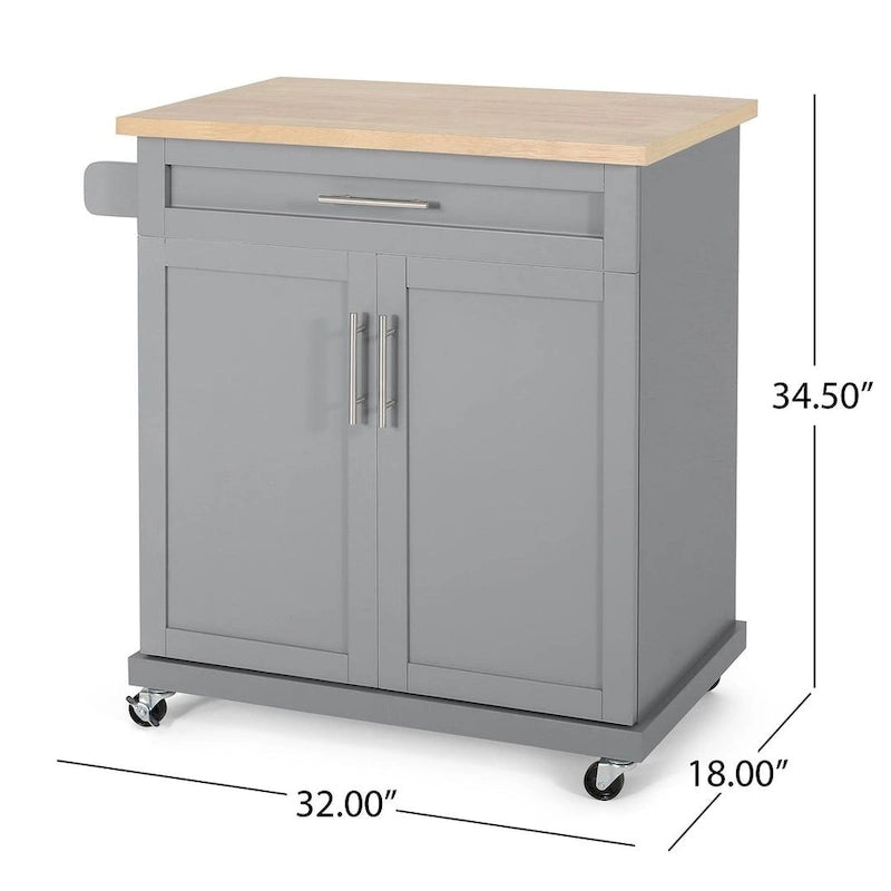 White / Black / Grey Modern Rolling Kitchen Cart with Storage