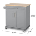 White / Black / Grey Modern Rolling Kitchen Cart with Storage