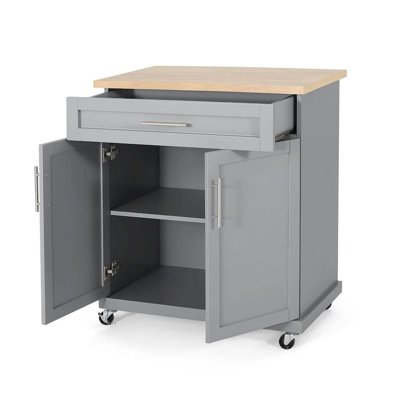 White / Black / Grey Modern Rolling Kitchen Cart with Storage