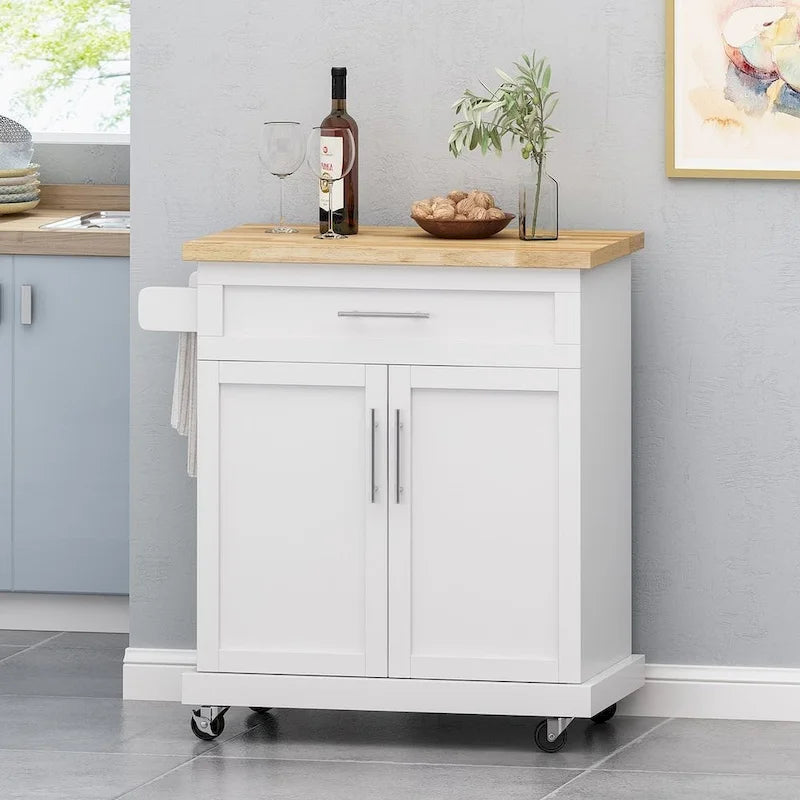 White / Black / Grey Modern Rolling Kitchen Cart with Storage