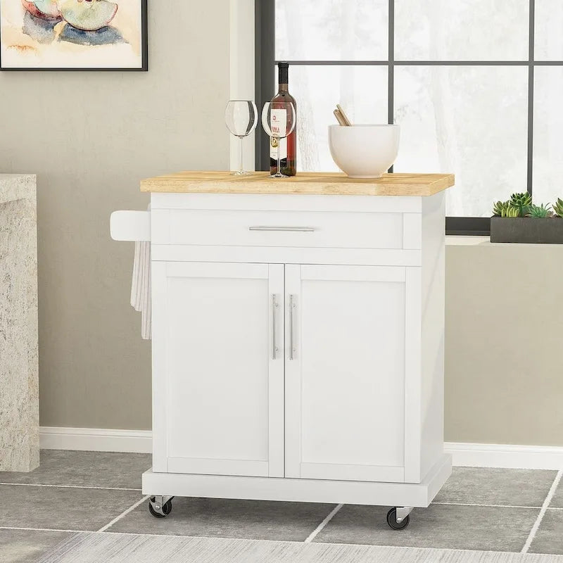 White / Black / Grey Modern Rolling Kitchen Cart with Storage