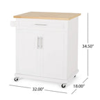 White / Black / Grey Modern Rolling Kitchen Cart with Storage