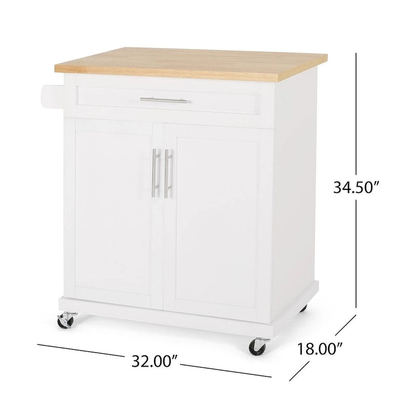White / Black / Grey Modern Rolling Kitchen Cart with Storage