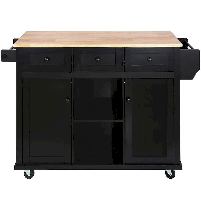 Black/Mint Green/White/Blue Drop-Leaf Rolling Kitchen Island Cart with Storage