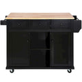 Black/Mint Green/White/Blue Drop-Leaf Rolling Kitchen Island Cart with Storage