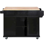 Black/Mint Green/White/Blue Drop-Leaf Rolling Kitchen Island Cart with Storage