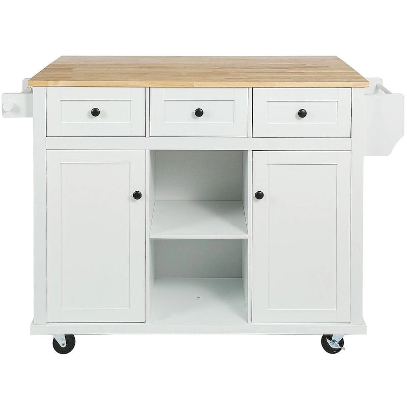 Black/Mint Green/White/Blue Drop-Leaf Rolling Kitchen Island Cart with Storage