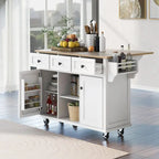 Black/Mint Green/White/Blue Drop-Leaf Rolling Kitchen Island Cart with Storage