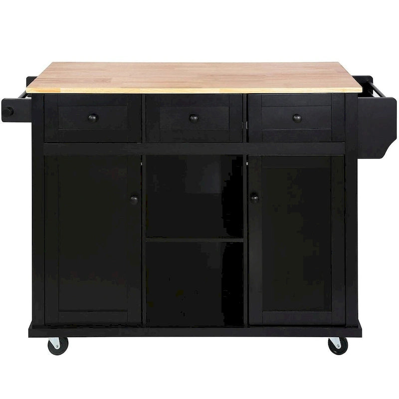 Black/Mint Green/White/Blue Drop-Leaf Rolling Kitchen Island Cart with Storage