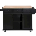 Black/Mint Green/White/Blue Drop-Leaf Rolling Kitchen Island Cart with Storage