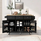 Black/Mint Green/White/Blue Drop-Leaf Rolling Kitchen Island Cart with Storage