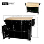 Black/Mint Green/White/Blue Drop-Leaf Rolling Kitchen Island Cart with Storage